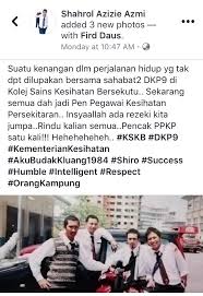 Check spelling or type a new query. Inspektor Kesihatan On Twitter Thanks To Shahrol Shiro Atas Perkongsian Beliau Mengenai Kenangan Di Kskb Sg Buloh Sebagai Bekas Pelatih Penolong Pegawai Kesihatan Persekitaran Inspektor Kesihatan Di Laman Facebook Beliau Https T Co Nkkjoeqkse