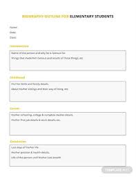 Free Biography Outline Template For Elementary Students Pdf Word Doc Apple Mac Pages Biography Template Outline Word Doc