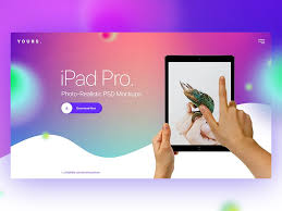 Free Gradient Banner With The Ipad On Hand Mockup Amazing Websites Mockup Psd Template Free