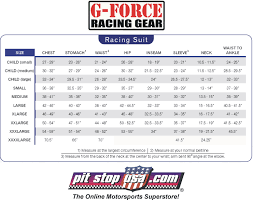 Sizing Chart G Force Auto Racing Suits