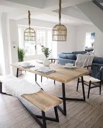 Reclaimed Oak Top Dining Table With Asymmetric Black Steel Etsy In 2020 Dining Table With Bench Dining Set With Bench Modern Outdoor Dining