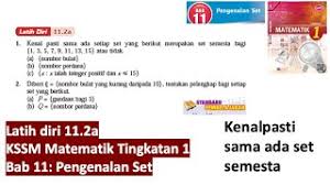 Kssm Matematik Tingkatan 1 Bab 11 Pengenalan Set Latih Diri 11 2a Buku Teks Self Practice Form 1 Youtube