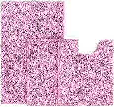 Skl home pastel petal 30 x 20 bath mat in white/pink. Amazon Com Bysure Pink Bathroom Rugs Set 3 Piece Non Slip Extra Absorbent Shaggy Chenille Bathroom Rugs And Mats Sets Soft Dry Bath Rug Mat Sets For Bathroom Washable Carpets Set Kitchen