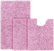 Victorias secret pink bath mat warm & cozy graphic bathmat rug 25x17. Amazon Com Bysure Pink Bathroom Rugs Set 3 Piece Non Slip Extra Absorbent Shaggy Chenille Bathroom Rugs And Mats Sets Soft Dry Bath Rug Mat Sets For Bathroom Washable Carpets Set Home