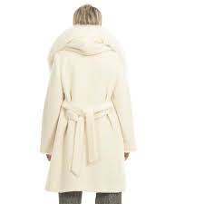White Osmio Coat With Fur And Hood