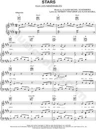 Stars From Les Miserables Sheet Music In E Major Transposable Download Print Sku Mn0105428