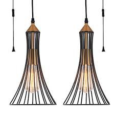 Plug In Pendant Light Hoxiya Metal Hanging Lamp Shade Ceiling Light With15 Ft Plug In Cord Light Fixture With On Off Switch Set Of 2 Description Hoxiya Focuses On The Lighting Industry For More