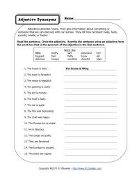 Adjective Synonyms 2nd Grade Adjective Worksheets Adjective Worksheet Vocabulary Worksheets Grammar Worksheets