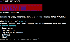 At a stand with an anagram? Command Line Interface Game Ruby Activerecord Sqlite3 By Alberto Carreras Medium