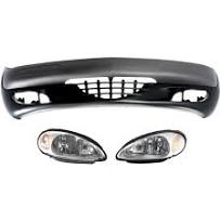 Front Bumper Cover & Headlights Kit 3 piece for 2001-2005 Chrysler PT  Cruiser