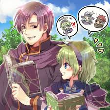 canas (fire emblem), jaffar (fire emblem), nino (fire emblem), fire emblem, fire  emblem: the blazing blade, fire emblem heroes, nintendo, 1girl, blue eyes,  blush, book, cape, forest, gloves, green hair, hairband, if