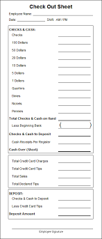 Restaurant Owner Servercashier Checkout Sheet 3fa6a7ae Resumesample Resumefor Balance Sheet Template Cash Out Cash Register