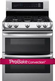 Of gas oven space, it features fan convection for faster, more even cooking. Lg 6 9 Cu Ft Self Cleaning Freestanding Double Oven Gas Range With Probake Convection Stainless Steel Ldg4313st Best Buy