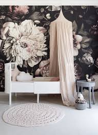 Bedroom Black And White Floral Wallpaper Dark Floral Ii Wallpaper Wallpaper Bedroom Feature Wall Floral Room Black Floral Wallpaper