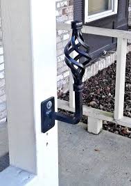 Outdoor stair railing step handrail stainless steel rail one step w. New Wrought Iron Grab Rail Handrail 1 2 Step Single Post Handle Porch Decor Porch Handrails Handrail Porch Railing Kits