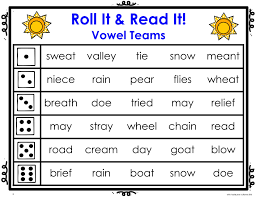 Vowel Team Roll It Read It Word And Sentence Game Cards In 2020 Magic E Words Vowel Team Words Phonics Activities