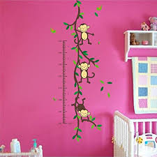 Funnypicker Monkeys Growth Chart Wall Decals Kids Playroom
