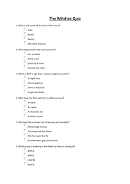Participate in discussion about what is read to them, taking turns and listening to what . The Witches By Roald Dahl Crossword Puzzle And Quiz Teaching Resources