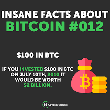 Interesting Facts If You Invested 100 In Btc On July 10th 2010 It Would Be Worth 2 Billion Stock Trading Learning Investing Crypto Bitcoin