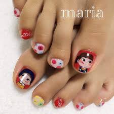 ネイルサロンmaria mari imazu on instagram オフ込み6400円ネイル ペコちゃん ペコちゃんネイル レアペコちゃん ミルキー 手描きネイル 手描きアート ネイル ネイルアート ジェルネイル nail nails nail toe nails nails beauty