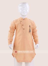 Cotton Light Peach Color Kurta Pajama Boys Kurta Design Boys Clothes Style Kids Dress Wear