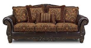 Image Detail For 347 Francesca Sofa Leather Arms Tapestry Fabric Leather Sofa And Loveseat Ashley Furniture Sofas Ashley Furniture Living Room