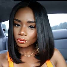 Black bob hairstyles middle part. Synthetic Wig Straight Bob Haircut Synthetic Hair Middle Part Bob Middle Part Black Wig Medium Length Capless Black 06116520 Buy Online In Albania At Albania Desertcart Com Productid 83270079