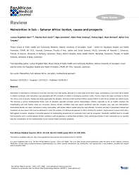 Pdf Malnutrition In Sub Saharan Africa Burden Causes And Prospects