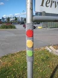Graffiti (both singular and plural; Traffic Lights Knit Graffiti From Finland Yarn Bombing Light Knit Graffiti