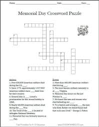 Bookmark this page and check it each month. Memorial Day Crossword Puzzle Student Handouts