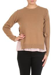 Loft mixed media ruffle sweater sz s. Twin Set Fall Winter 18 19 Camel Colored Sweater With Pleated Top Pa831c 02746