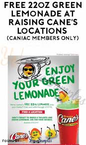 I have not received my free box combo for. Free 22oz Green Lemonade At Raising Cane S Locations Caniac Members Only Yo Free Samples