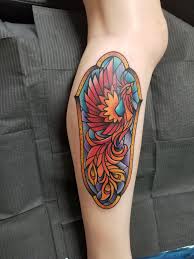You can take any type of image and make it unique by simply turning it into a stained glass design. Stained Glass Pheonix Done At Lakeside Tattoo Co By Amanda In Richmond Va Tattoos