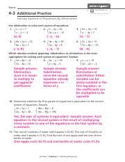 Can you find your fundamental truth using slader as a algebra 1 solutions manual? 4 2 Additional Practice Key Pdf Name Pearsonrealize Com 4 2 Additional Practice Solving Systems Of Equations By Substitution Use Substitution To Solve Course Hero