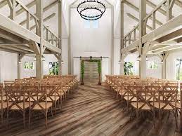 Gorgeous Light And Bright Indoor Rustic Barn Ceremony Farm Chairs Double Ring Industrial Massachusetts Wedding Venues Ma Wedding Venues Wedding Venues Indoor
