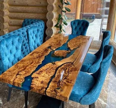 Personalized LARGE EPOXY TABLE, Resin Dining Table For 2 , 4 , 6, 8 Ri &ndash;  Tuzech store