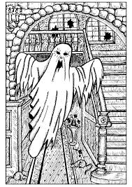 Free printable ghost coloring pages for kids. Ghost In A Haunted House Halloween Adult Coloring Pages