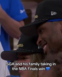#SGA with his wife Hailey Summers and their son Ares after the win 🏆  #family #wife #thunder #nbachampion