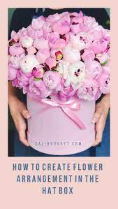 Diy Christmas Flower Arrangement In The Hat Box Cali Bouquet Hat Box Flowers Flower Arrangements Diy Fake Flower Arrangements