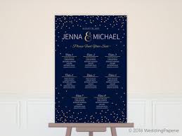 Faux Foil Midnight Stars Wedding Seating Chart Poster