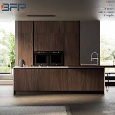 Change the look of a kitchen, and save money, by simply altering the color of cabinets. China European Style Dark Color Natural Wood Grain Laminate Kitchen Cabinets China Furniture Kitchen Cabinets