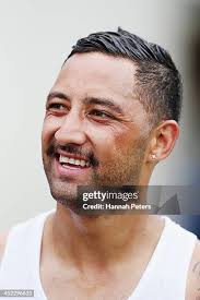 Bryn Hall talks with Benji Marshall during an Auckland Blues Super... News  Photo