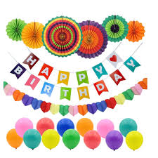 Heb je ook wat glitters om je kleurplaat mee te versieren. Beste Koop Happy Birthday Party Decoraties Banner Garland Kleurrijke Fiesta Papier Fans Latex Ballonnen Regenboog 27 Stks Set Goedkoop Rnrckoop