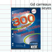 Lot de 200 pages perforées. Copies A Grands Carreaux