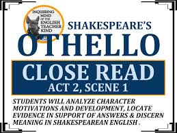 Othello Close Reading Worksheet Act 2 Scene 1