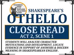 othello close reading worksheet act 2 scene 1