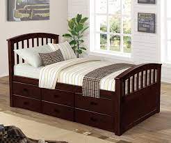 Available in a bright natural wood laminate finish or rich espresso, this bed can enhance any space with its practical 6 deep drawer underside storage. Twin Size Platform Storage Bed Solid Wood Bed With 6 Drawers Solid Wood Platform Bed Bed Frame With Storage Wood Platform Bed