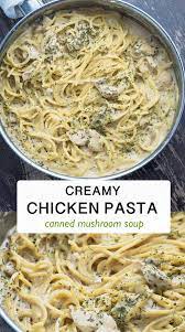 Easy Mushroom Pasta Sauce Made Of Canned Soup Recipe Campbells Soup Recipes Chicken Soup Recipes Stuffed Mushrooms