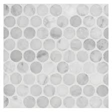 Black And White Penny Round Tile Penny Rounds Mosaic Tile Honed White Carrara Marble Penny Round Mosaic Penny Round Tiles Penny Round