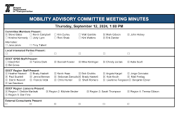 Mobility Advisory Committee Meeting Minutes, September 12, 2024